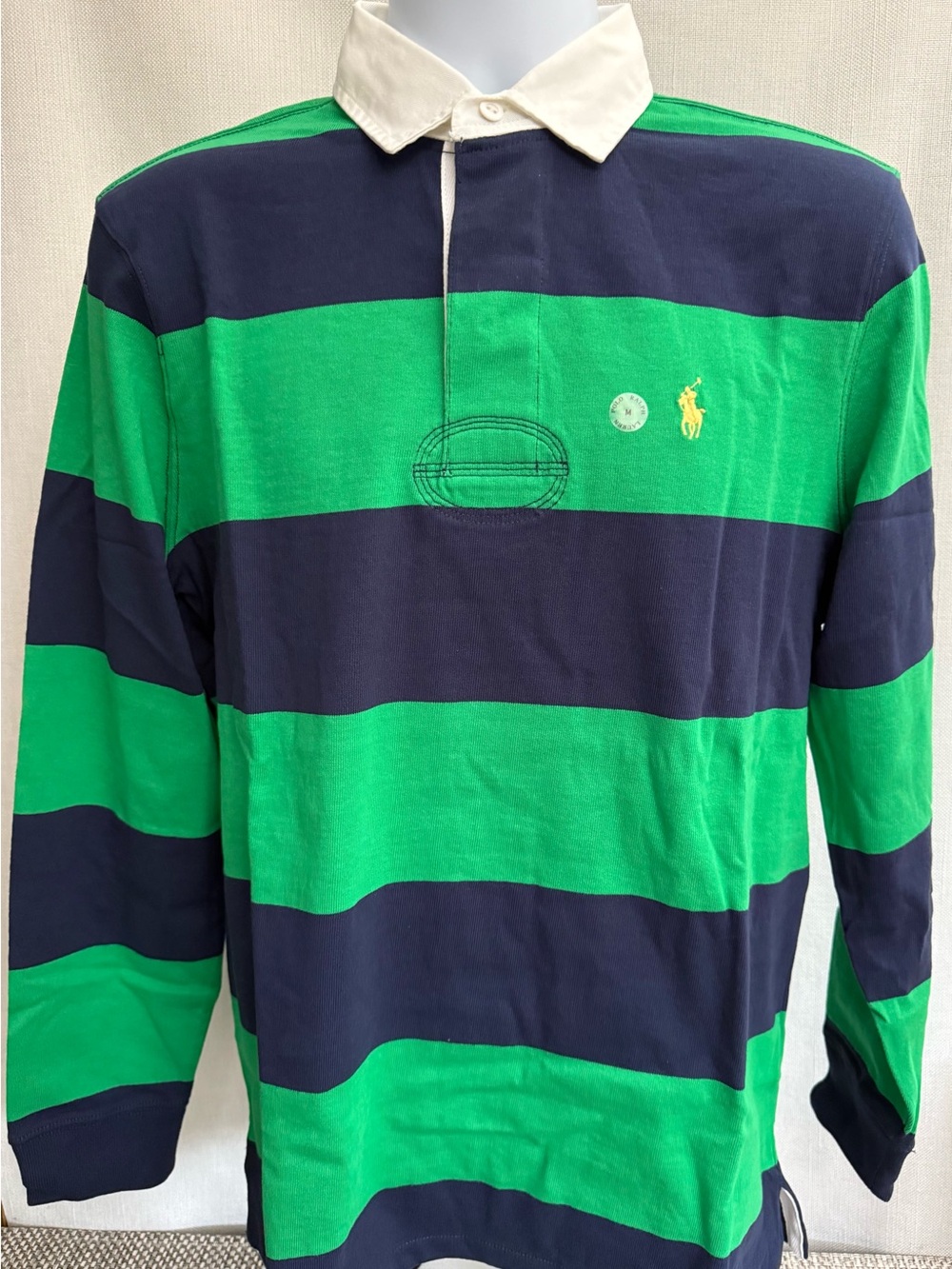 Polo by Ralph Lauren Green & Navy Stripe Long-Sleeve Rugby Shirt